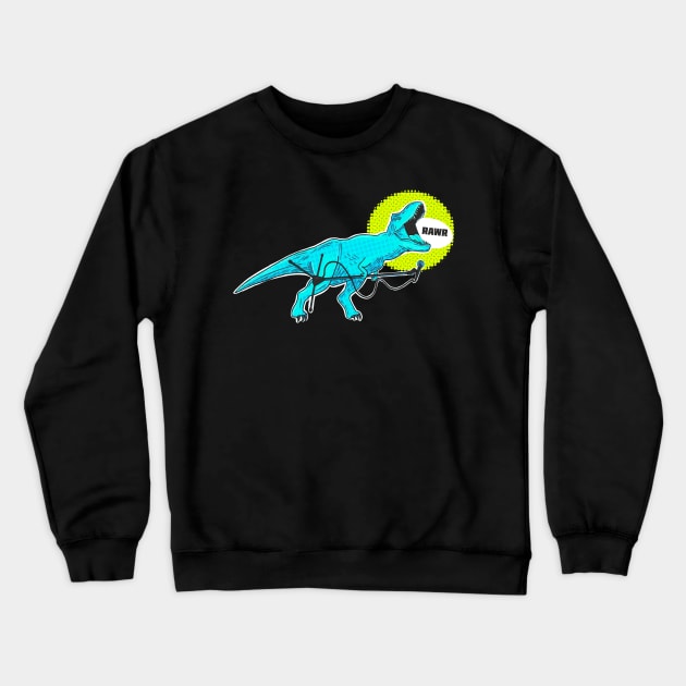 Retro dinosaur screaming (tortoise) Crewneck Sweatshirt by Meakm